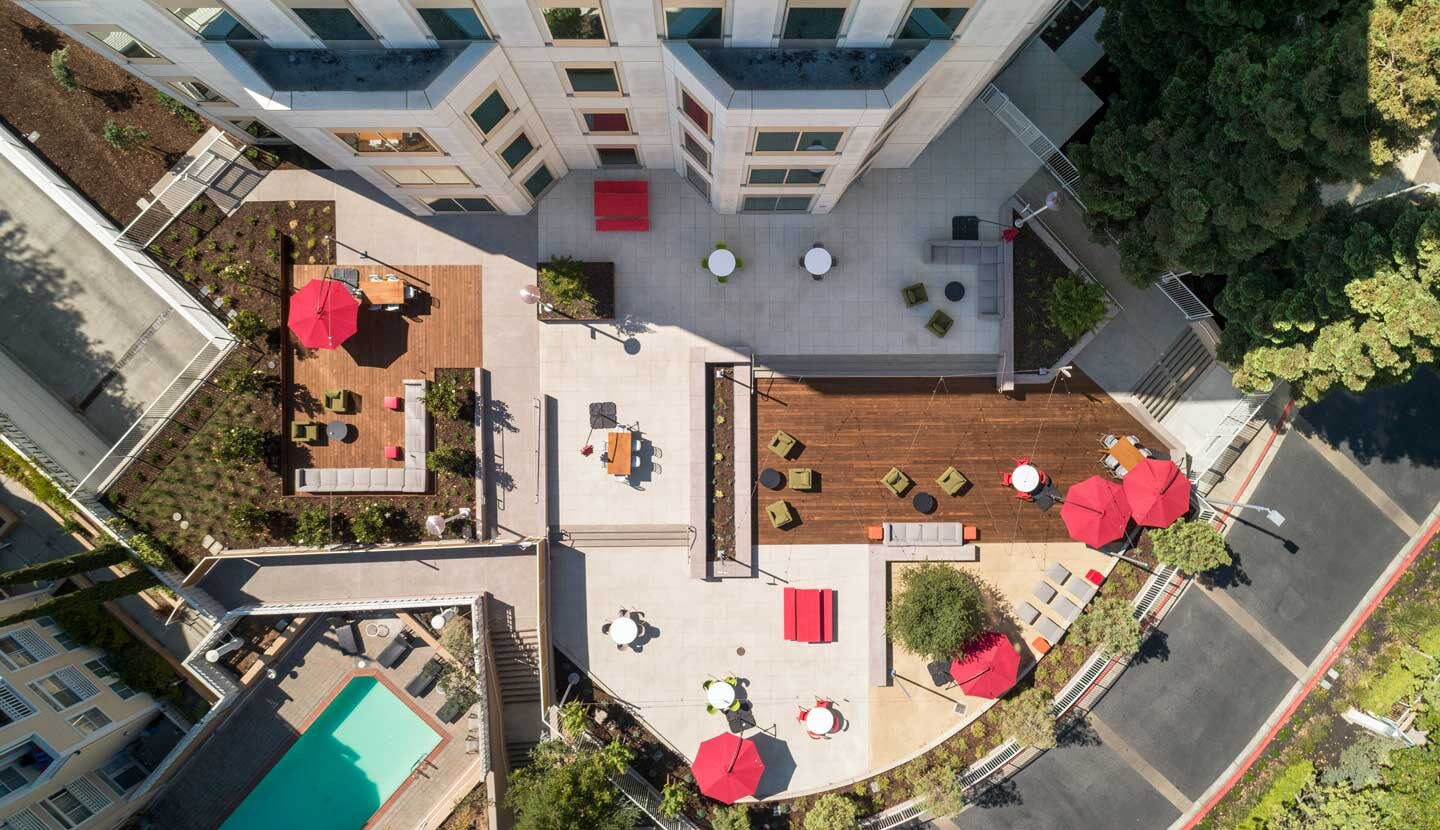 Birds eye view of the courtyard