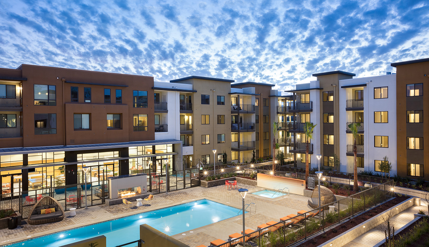 Pool and bbq area of apartment complex