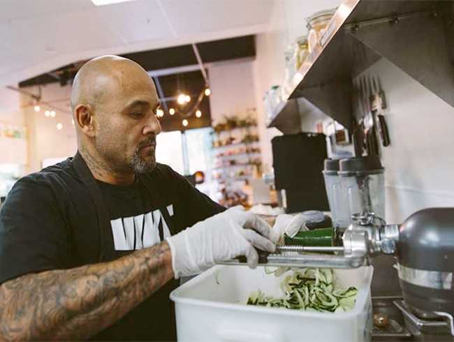 man preparing food