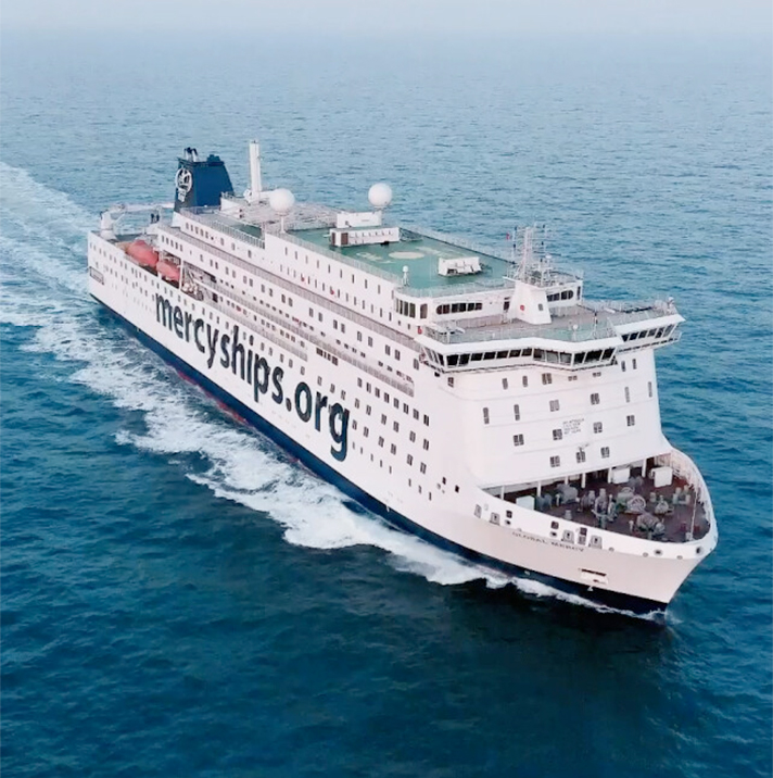mercy ship on ocean