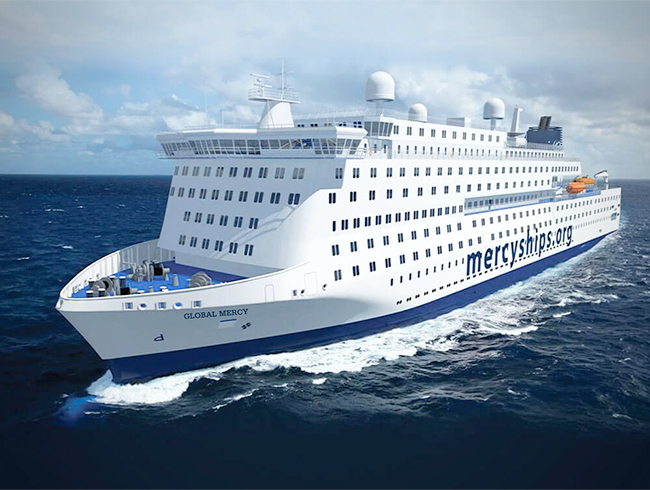 mercy ship on ocean